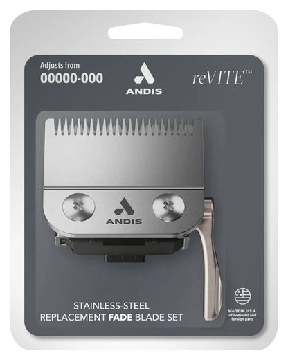 Andis™ reVITE Replacement Fade Blade (86015) – Adjustable 00000–000 Stainless-Steel Snap-On Blade Assembly