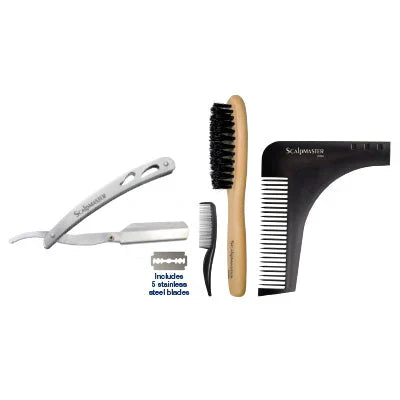 🎁 ScalpMaster™ Free 4-Piece Beard Grooming Kit — Razor, Boar Brush, Mustache Comb & Styling Tool (100% off)