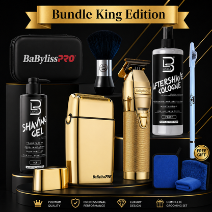BaBylissPRO GoldFX Precision Shave Bundle – Professional Trimmer & Shaver Kit with Case, Aftershave, Gel & Accessories | Most Popular Barber System
