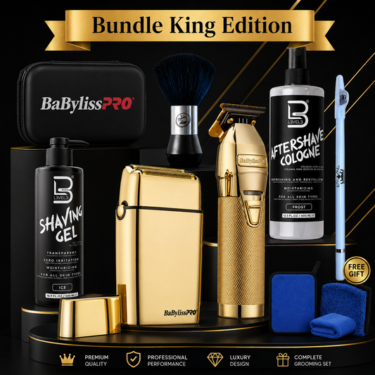 BaBylissPRO GoldFX Precision Shave Bundle – Professional Trimmer & Shaver Kit with Case, Aftershave, Gel & Accessories | Most Popular Barber System