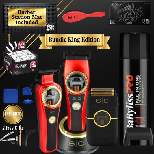 StyleCraft Instinct Professional Kit – Clipper, Trimmer & Metal Foil Shaver + 5 Premium Accessories | Complete 3-Tool System | Bundle King Professional Edition