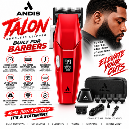 Andis Talon Cordless Clipper – 2-Speed PhazeR DLC Blade