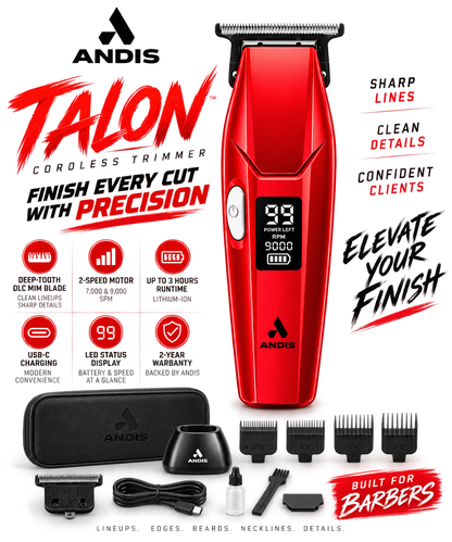 Andis Talon Cordless Trimmer – 2-Speed DLC Deep-Tooth Blade