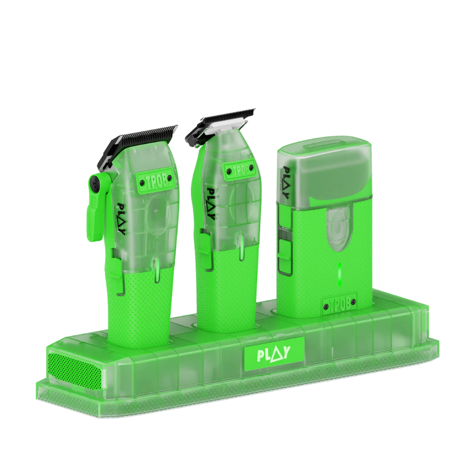 TPOB PLAY Mini 4-Piece Barber Bundle – Clipper, Trimmer, Shaver & Charging Stand