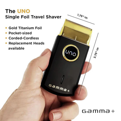 Gamma+ Uno™ Single Foil Travel Shaver – 9,000 RPM Motor, Titanium Foil, 120-Min Runtime | Ultra-Close & Sensitive-Safe Grooming