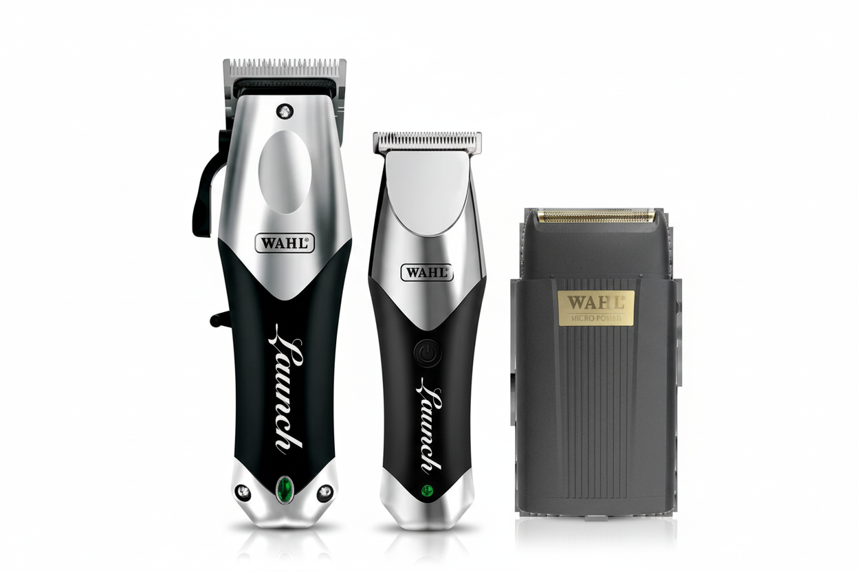 Wahl Launch Beginner Starter Kit – Cordless Clipper & Trimmer Combo + Micro Power Shaver Bundle + Complete Professional Station Setup | Bundle King Edition