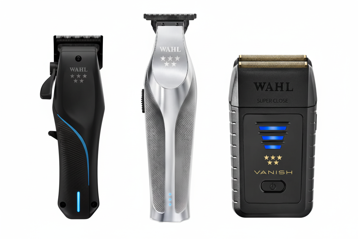 Wahl Vapor Beginner Kit – 5-Star Vapor Clipper & Hi-Viz Trimmer + Vanish Shaver Bundle + Complete Professional Station Setup | Bundle King Edition