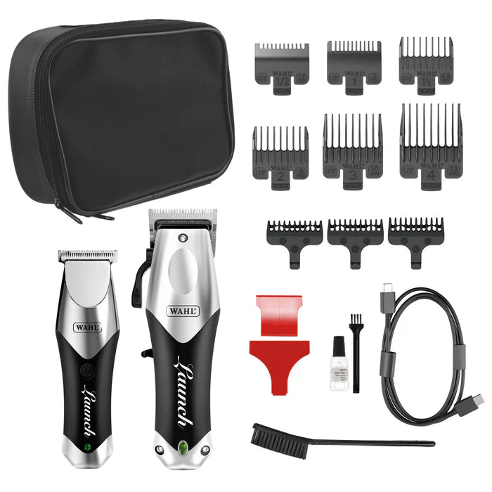 Wahl Launch Beginner Starter Kit – Cordless Clipper & Trimmer Combo + Micro Power Shaver Bundle + Complete Professional Station Setup | Bundle King Edition